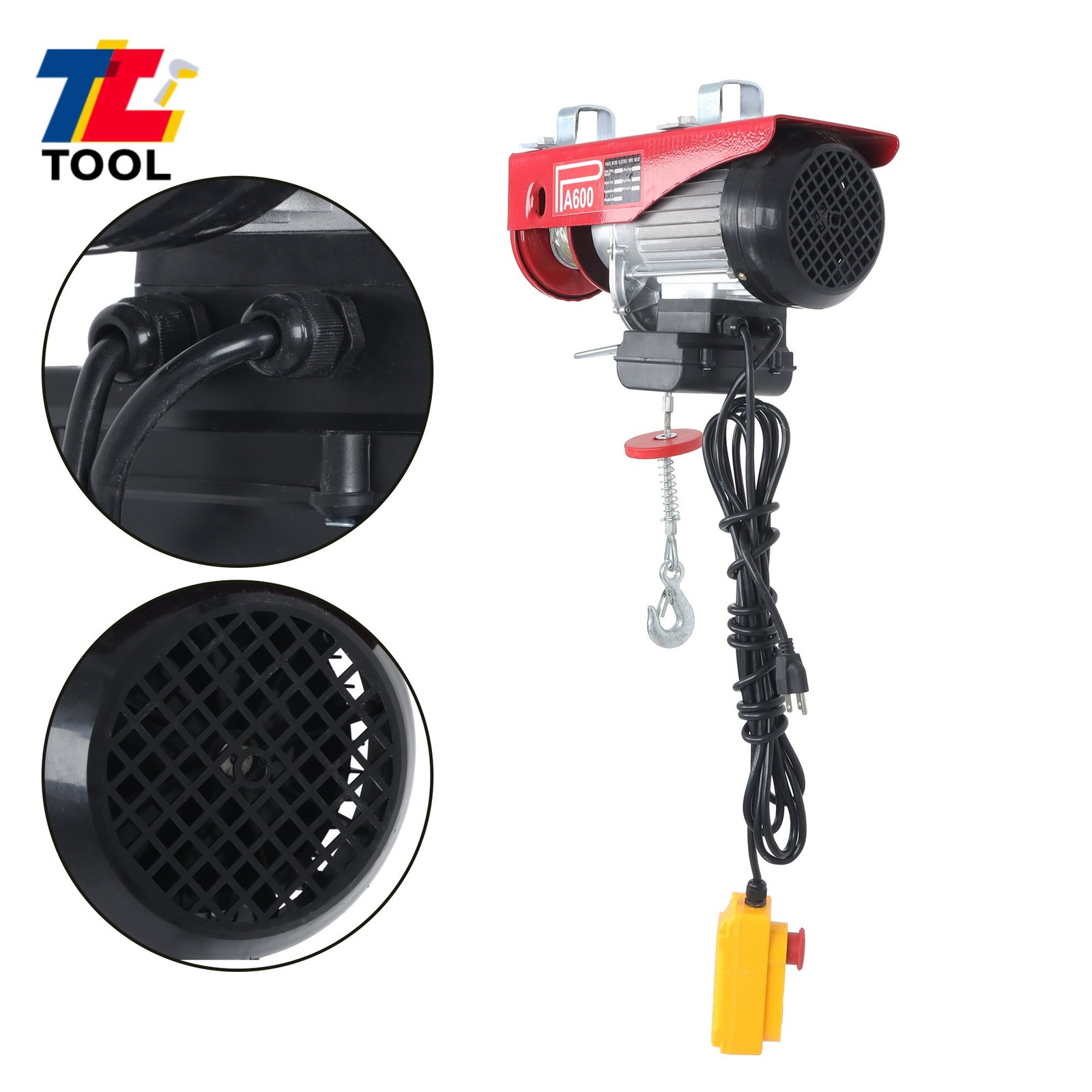 1320lbs/600kg Mini Electric Hoist 14ft Wired Remote Control 110V 1200W