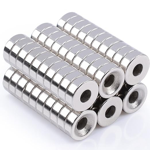 50Pcs Strong Neodymium Disc Magnets with Hole, Small Permanent Round Ring