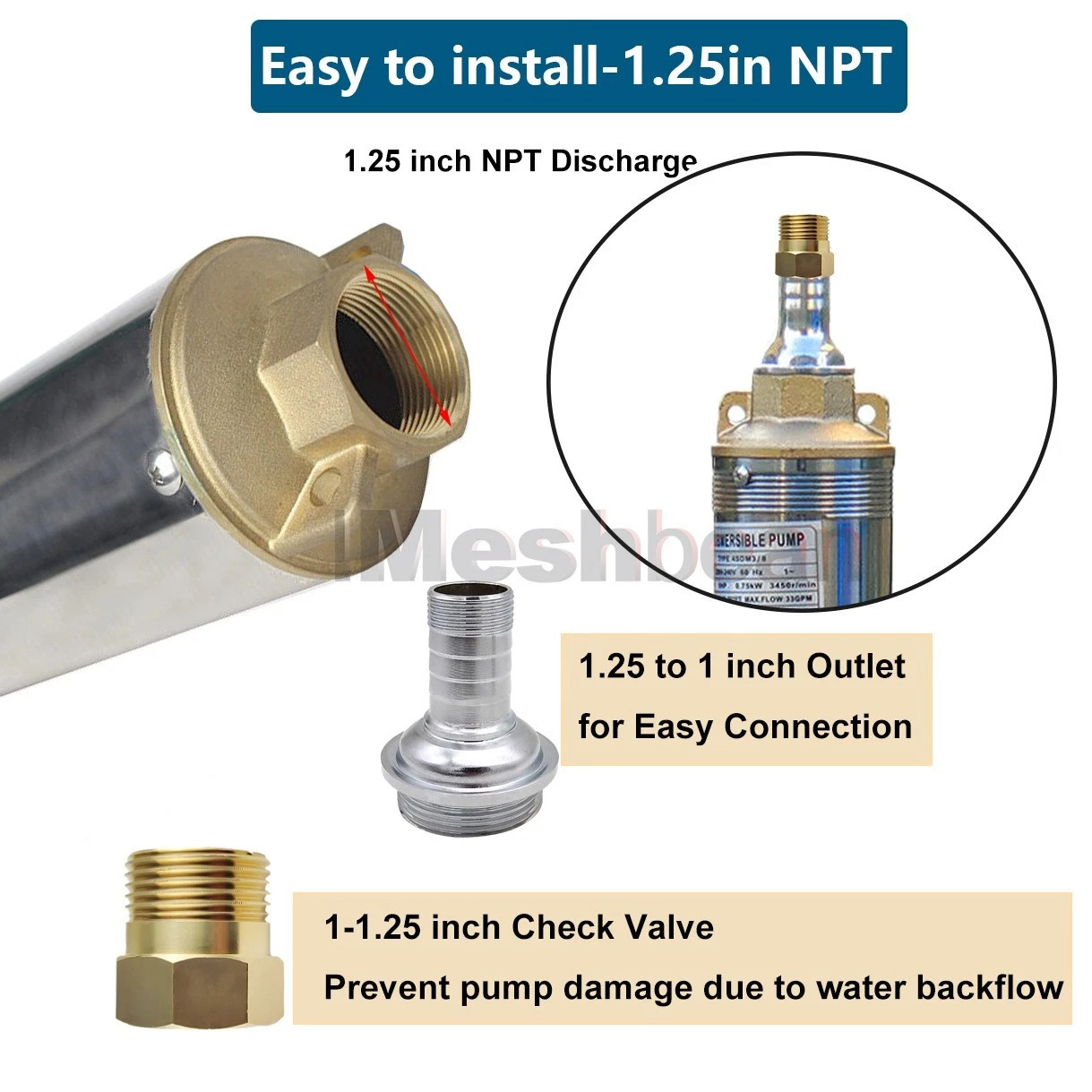 3inch 3/4 HP Deep Well Submersible Pump 110V 13 GPM 247 ft MAX 60Hz 33FT Cord