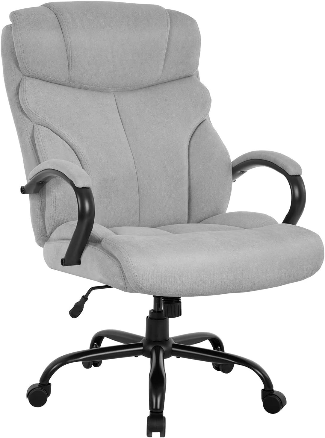 Big and Tall 500lbs Wide Seat Desk Chair with Lumbar Support Arms , Grey