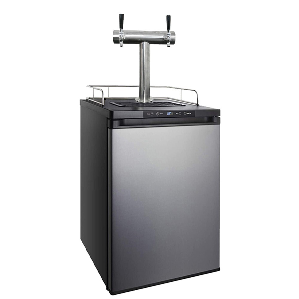 4 Keg Capacity beer dispenser-Double Tap Stainless Steel Kegerator Homebrewers