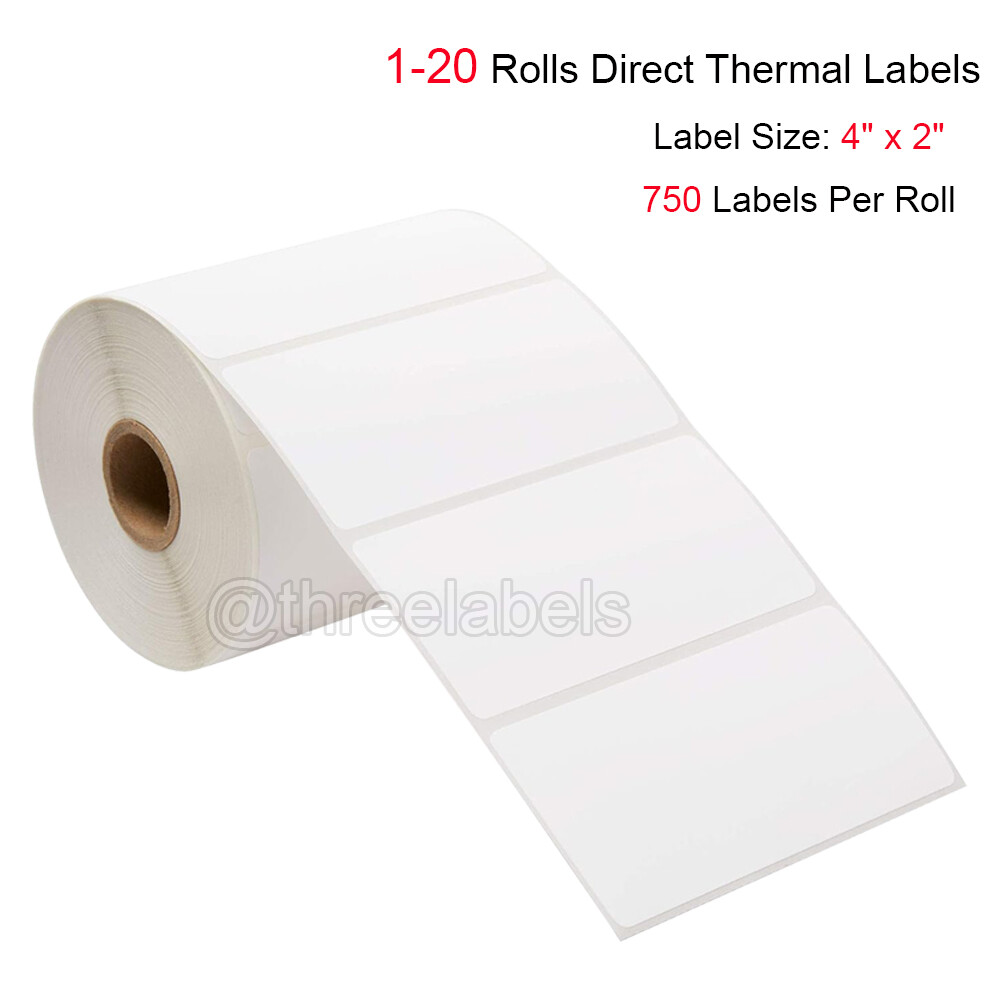 4″ x 2″ Direct Thermal White Adhesive Labels 1″ Core For Zebra Rollo Printer US
