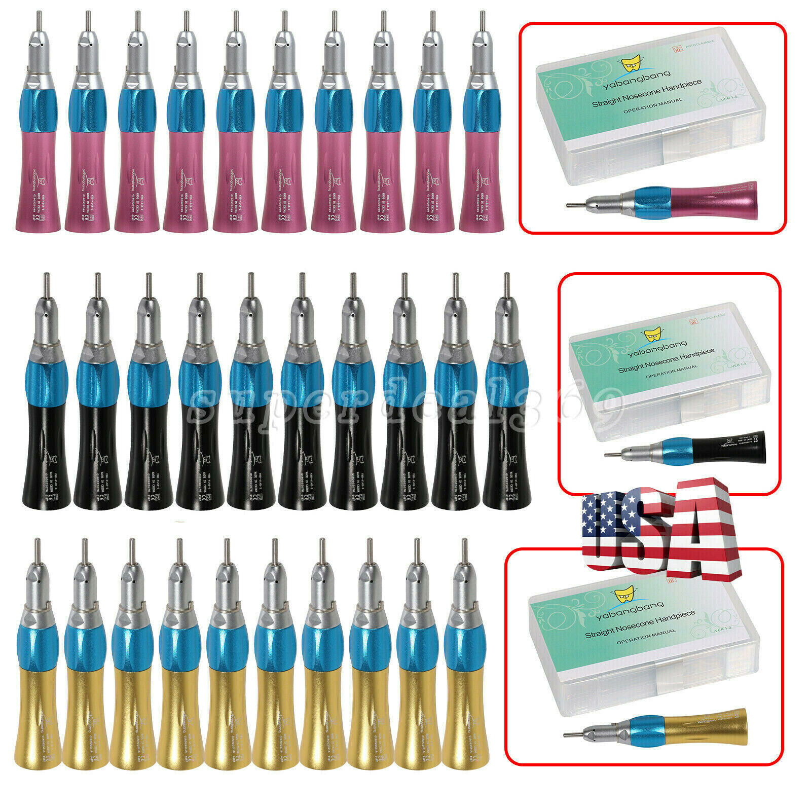 1-10*Dental Slow Low Speed Straight Handpiece Nosecone For NSK E-type Air Motor