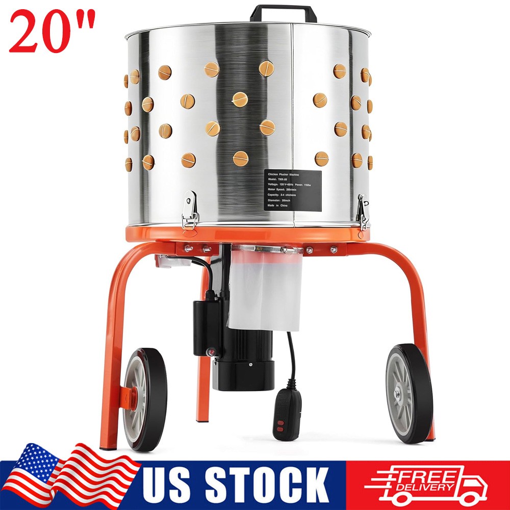Motor Feather Plucker Stainless Steel Drum Chicken Plucker Machine 120V 3500RPM