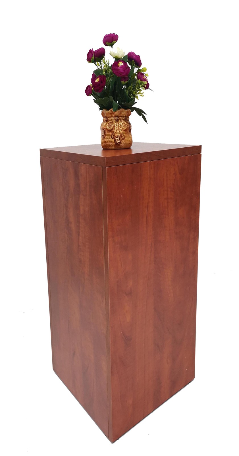 Returned item 36″ Pale Walnut Cube Pedestal Display Stand Easy assembly required