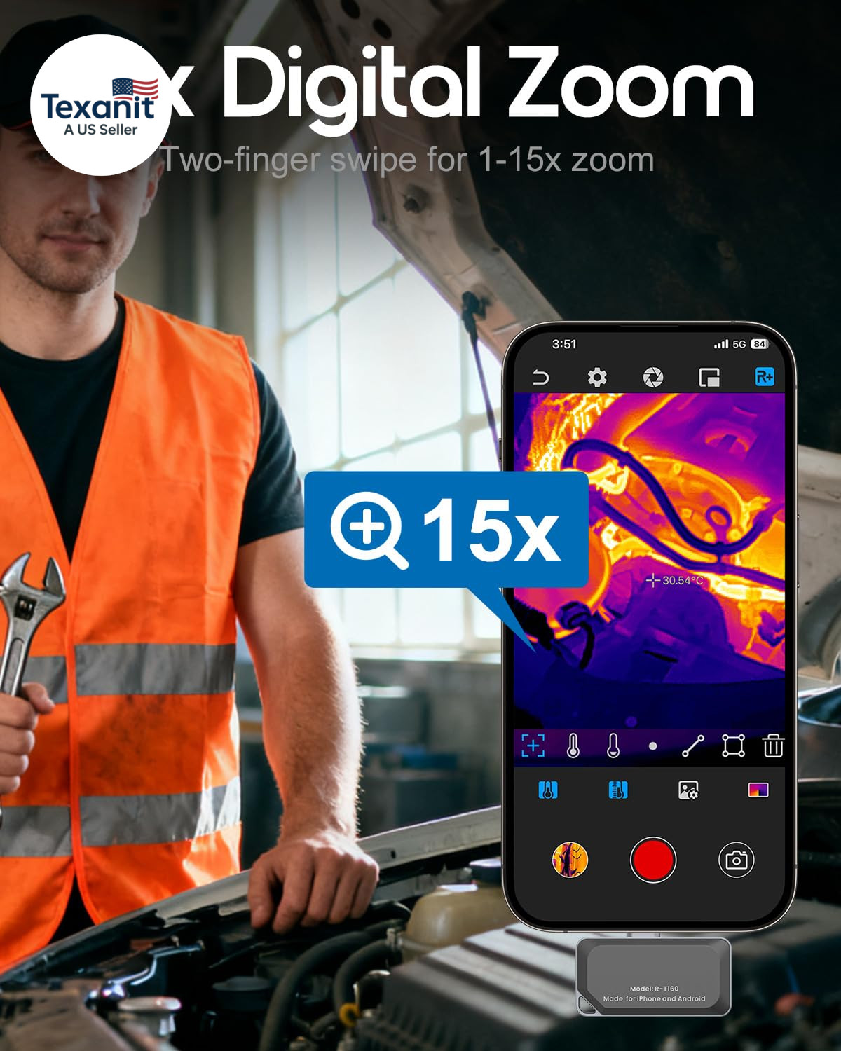 Thermal Camera for Iphone and Android, 320×240 Super IR Resolution Thermal Imagi