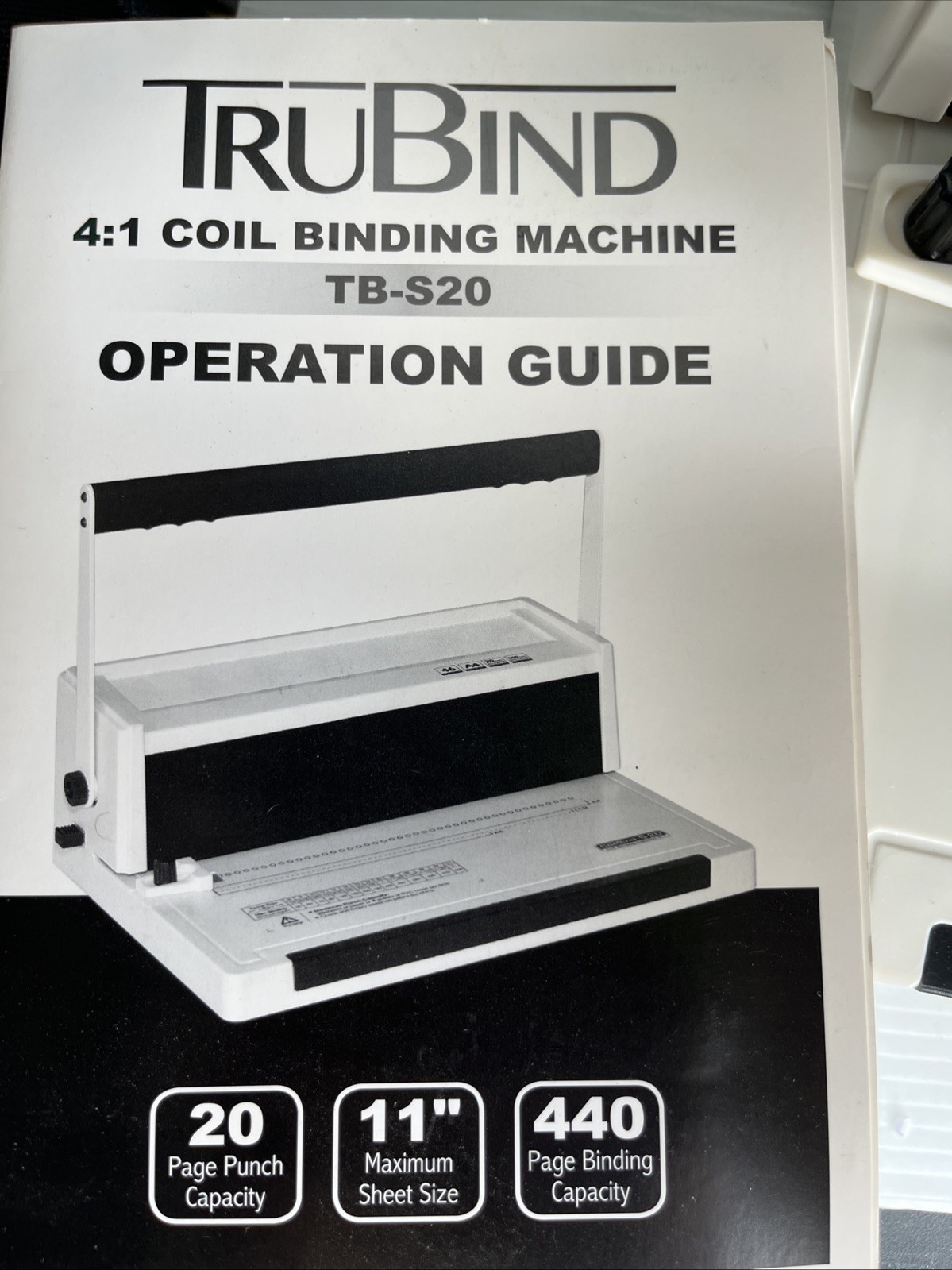 Trubind Coilbind TB-S20 Coil Binding Machine 4:1 Manual Round Hole Punch & Coils