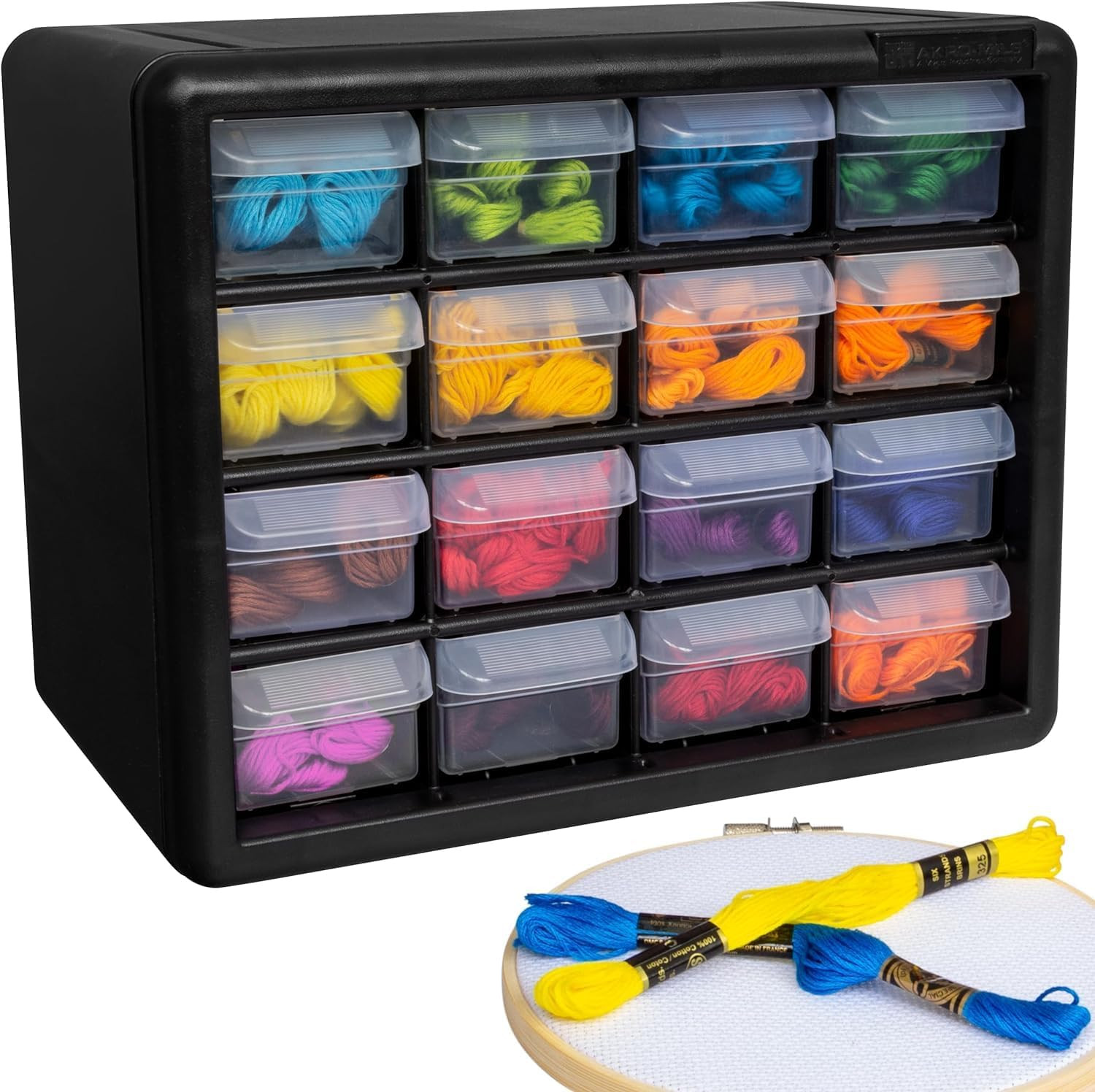 16-Drawer Plastic Storage Cabinet, 10.5″W X 6.5″D X 8.5″H, Black | Plastic Cabin