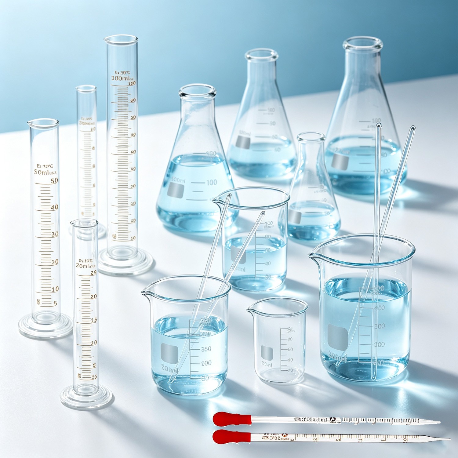 Set of 19 Laboratory Glassware Set Science Lab Chemistry Beaker 50/100/250/500ML