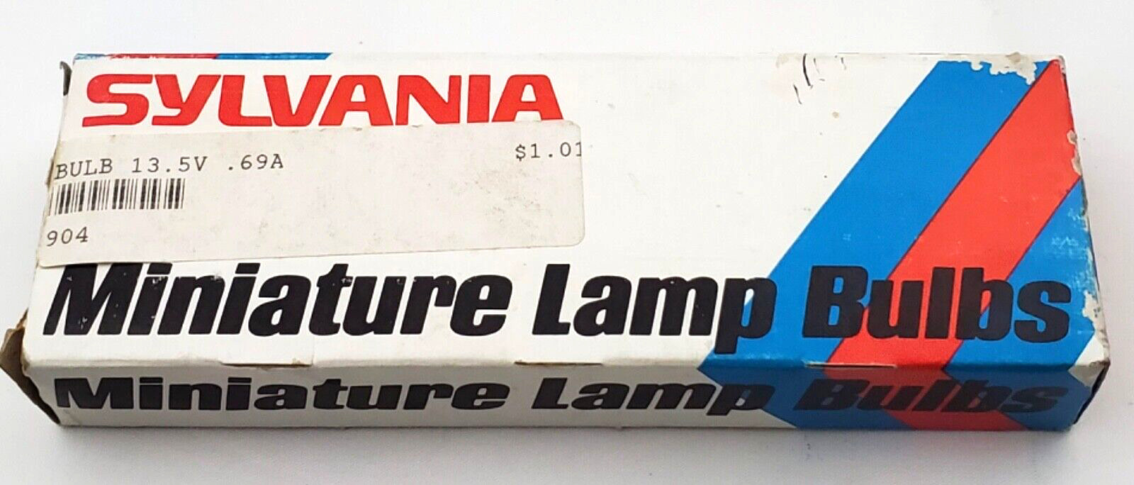 Box of 10 Sylvania 904 Miniature Lamps 13.5 Volt .69A Glass Wedge Base