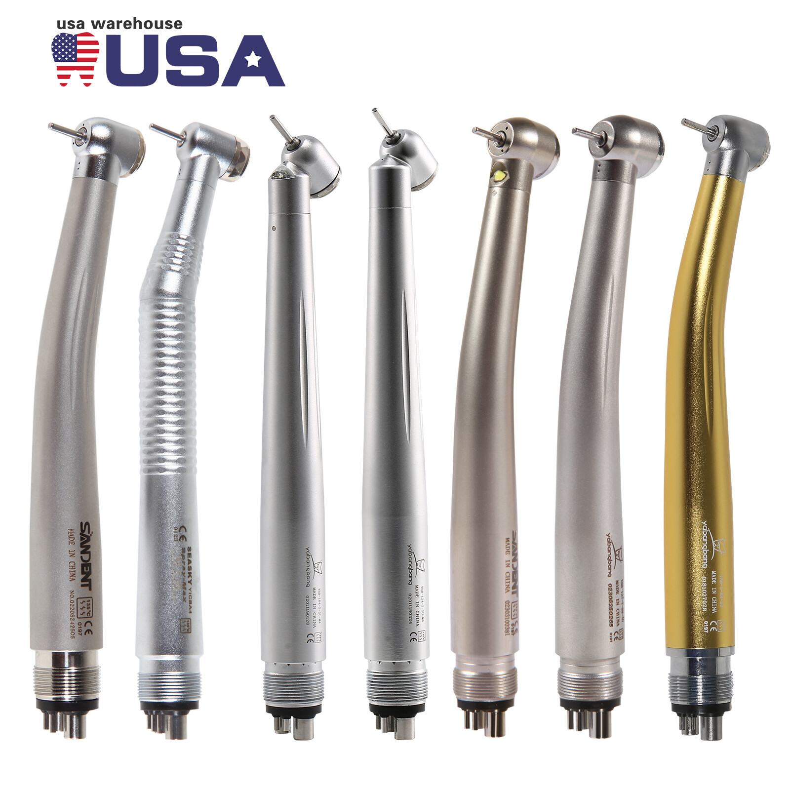 Dental (LED) High Speed Handpiece (45° Degree) 4HOLES/ NO-LED Turbine Colorful
