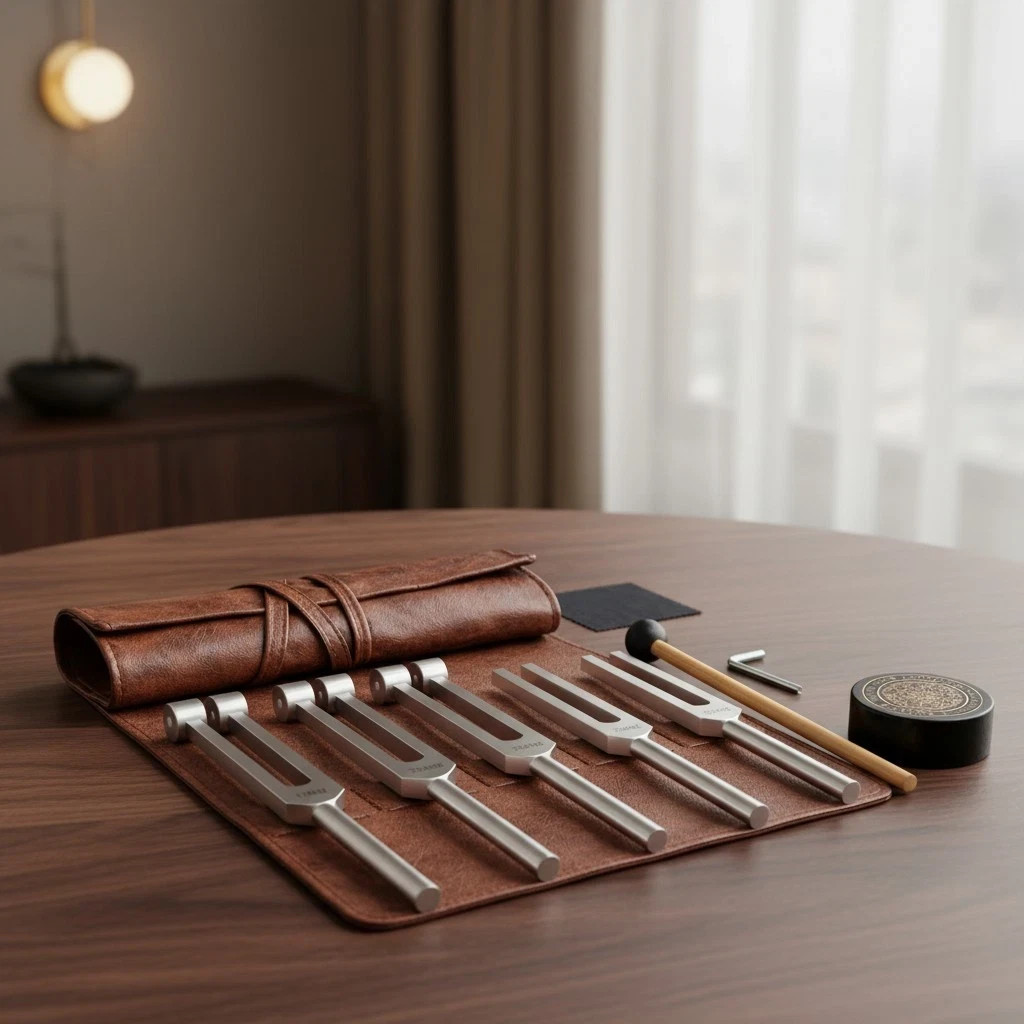Tuning Forks for Healing Set (128Hz, 136.1Hz, 256Hz & 528Hz) – for Meditation