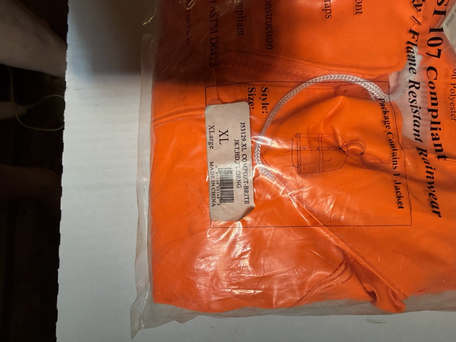 Tingley Rain Jacket J53129 Flame Resistant Orange XL Comfort Brite Hi Visibility