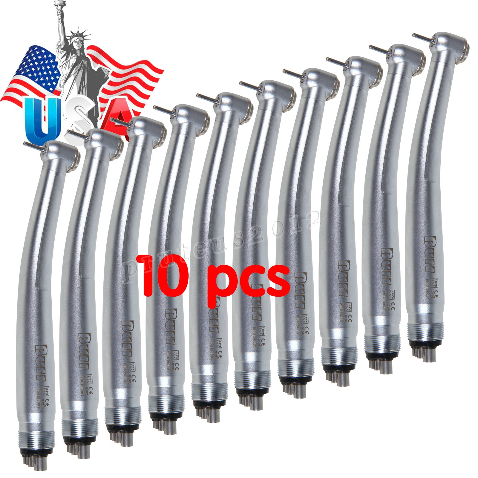 USA Sale! 10pcs NSK Style Dental High Speed Handpiece Push 4Hole Burr U3BM