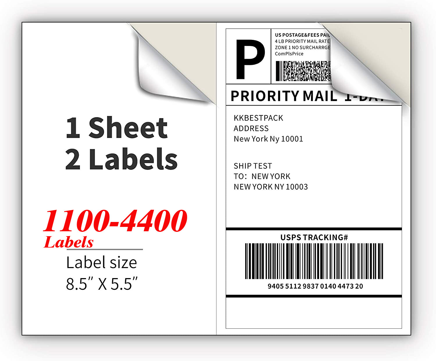 1100-4400 PCS Premium 8.5×5.5 Half Sheets Blank Self Adhesive 2 Per Sheet