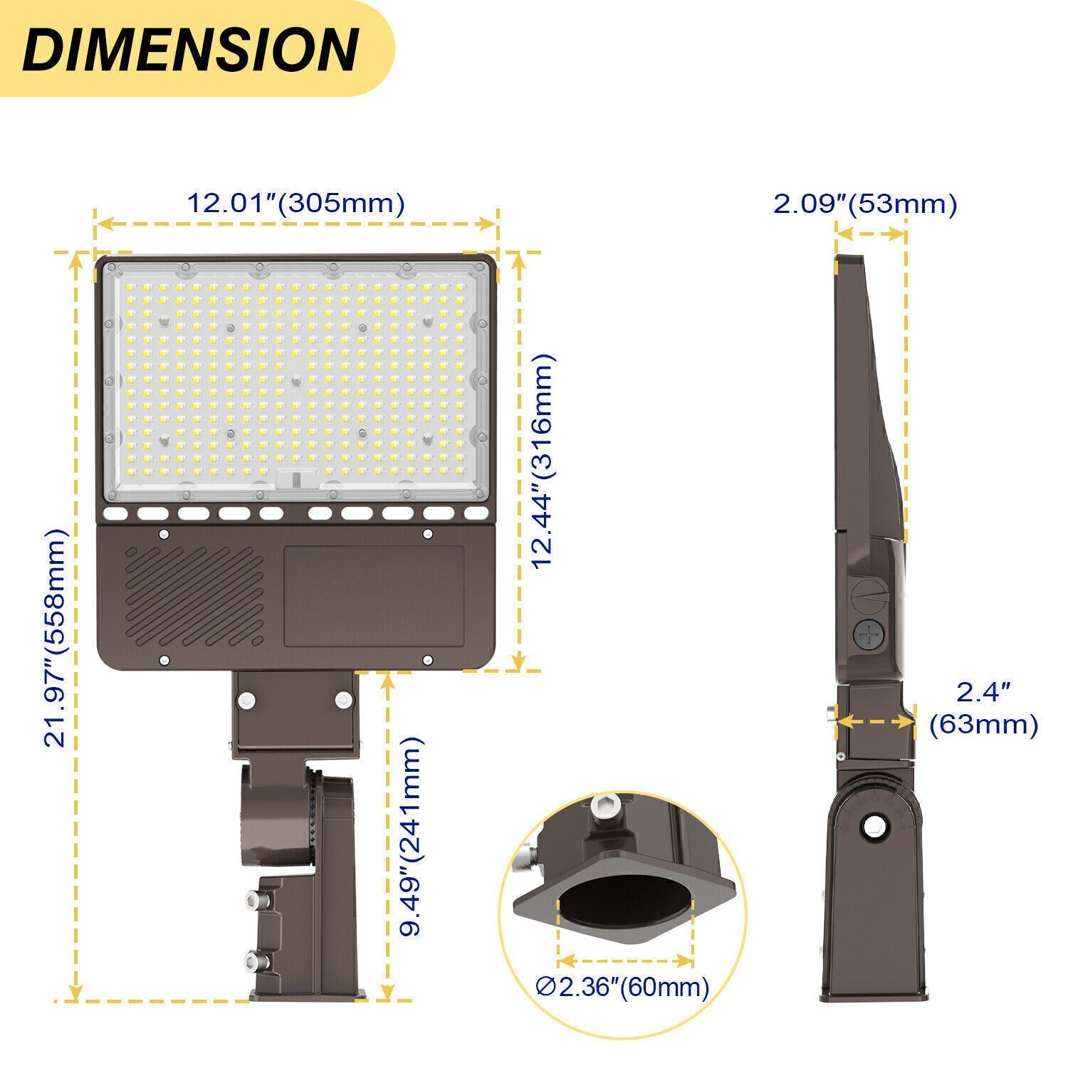 150W LED Parking Lot Light 22,500LM Outdoor Commercial Shoebox Street Fixture UL