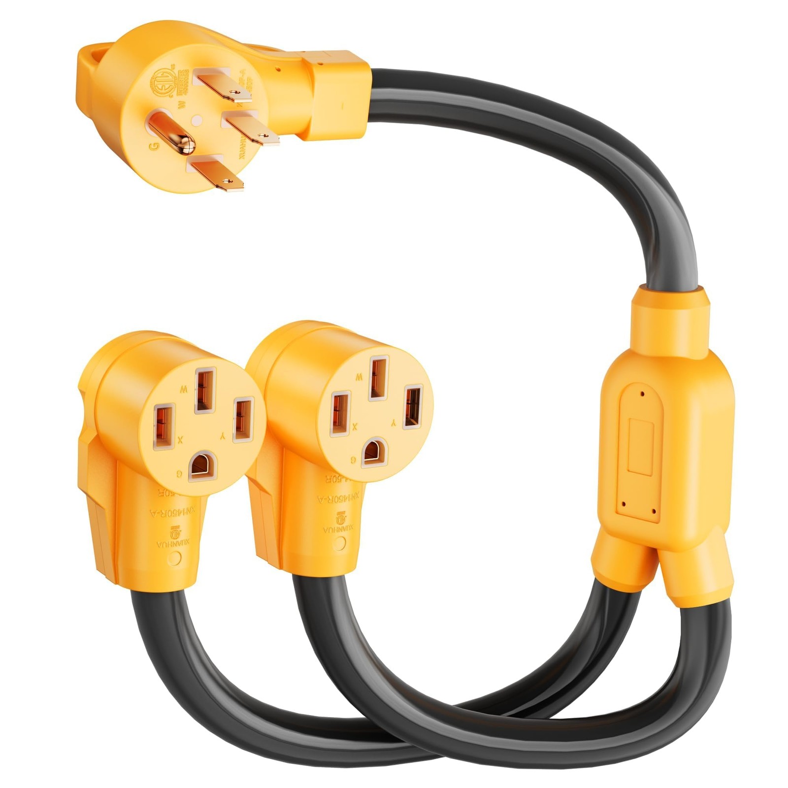 50 Amp Y Splitter for RV/EV Charging, ETL Listed, NEMA 14-50P to 2X 14-50R Ad…