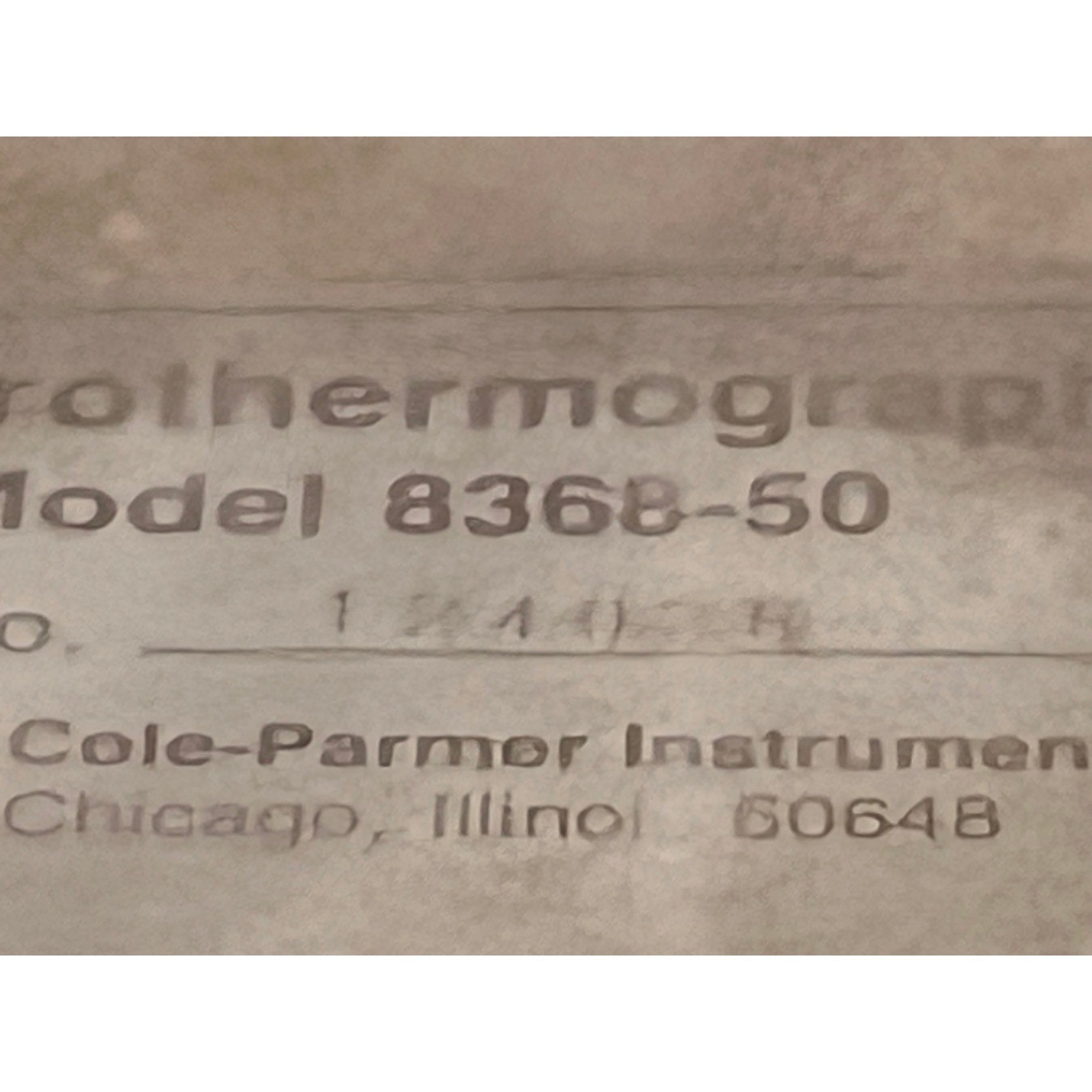 Cole-Parmer 8368-50 Vintage Hygrothermograph 7-Day Chart Recorder Untested