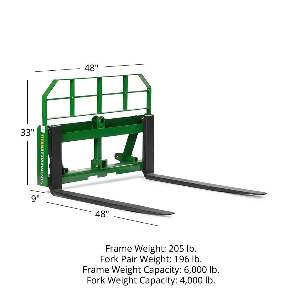 Titan Attachments Pro Series Global Euro Pallet Fork Frame with 48″ Fork Blades