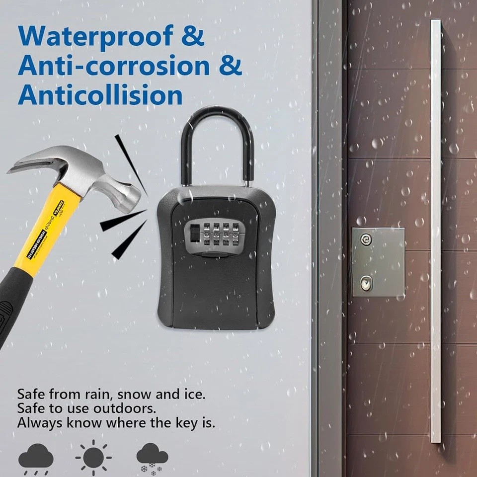 Key Lock Box Combination Wall Non Metal 4 Digit Security Storage Case Organizer