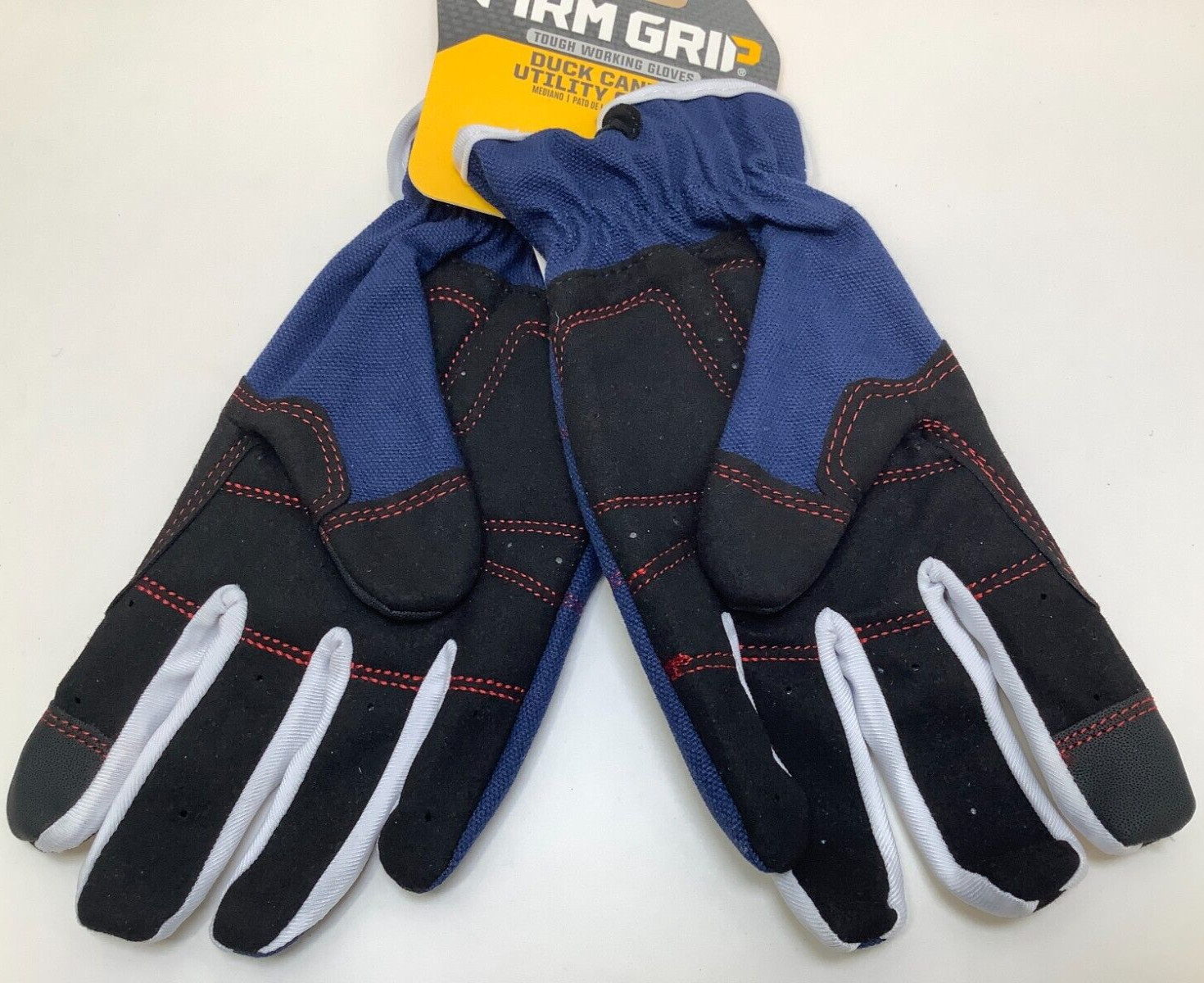 Firm Grip Duck Canvas Utility Gloves, Large, Touch Screen, Navy Blue, 3 Lot