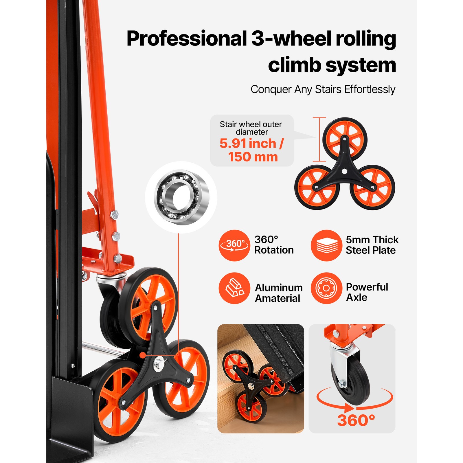 Uimoso 3-in-1 Folding Stair Climbing Cart with 770 lbs Capacity