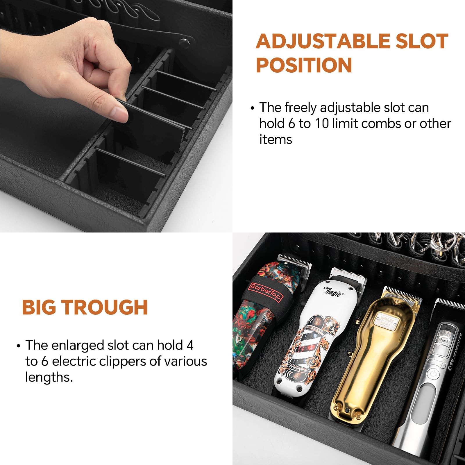 Barber Organizer Tray, 13.9 x 11.2 x 4.4 inch Adjustable Station for Clippers…