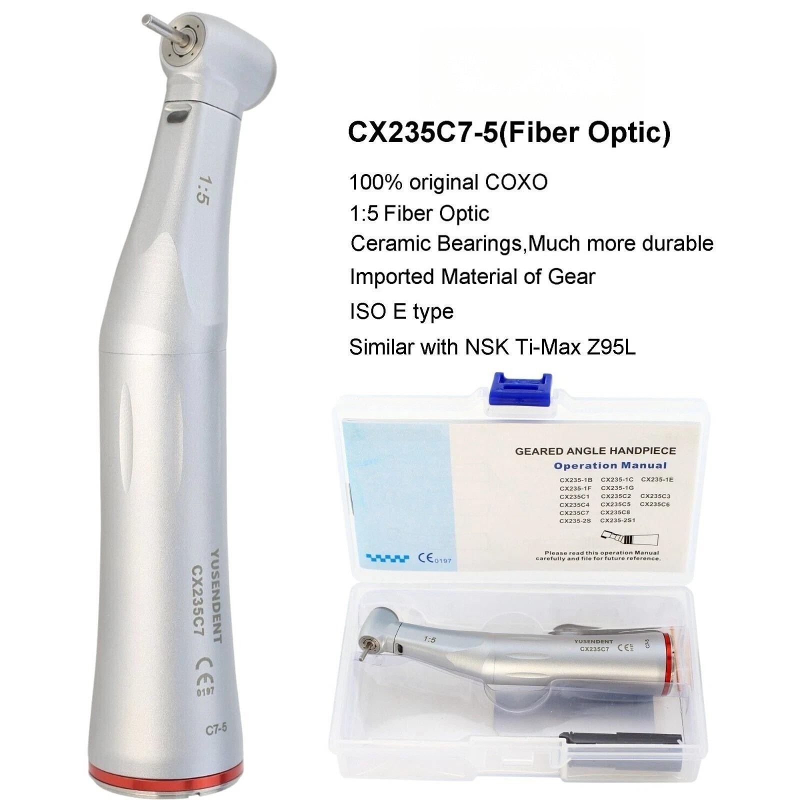 Dental 1:5 High Speed Contra Angle Electric Handpiece Fiber Optic Mini Head M25L