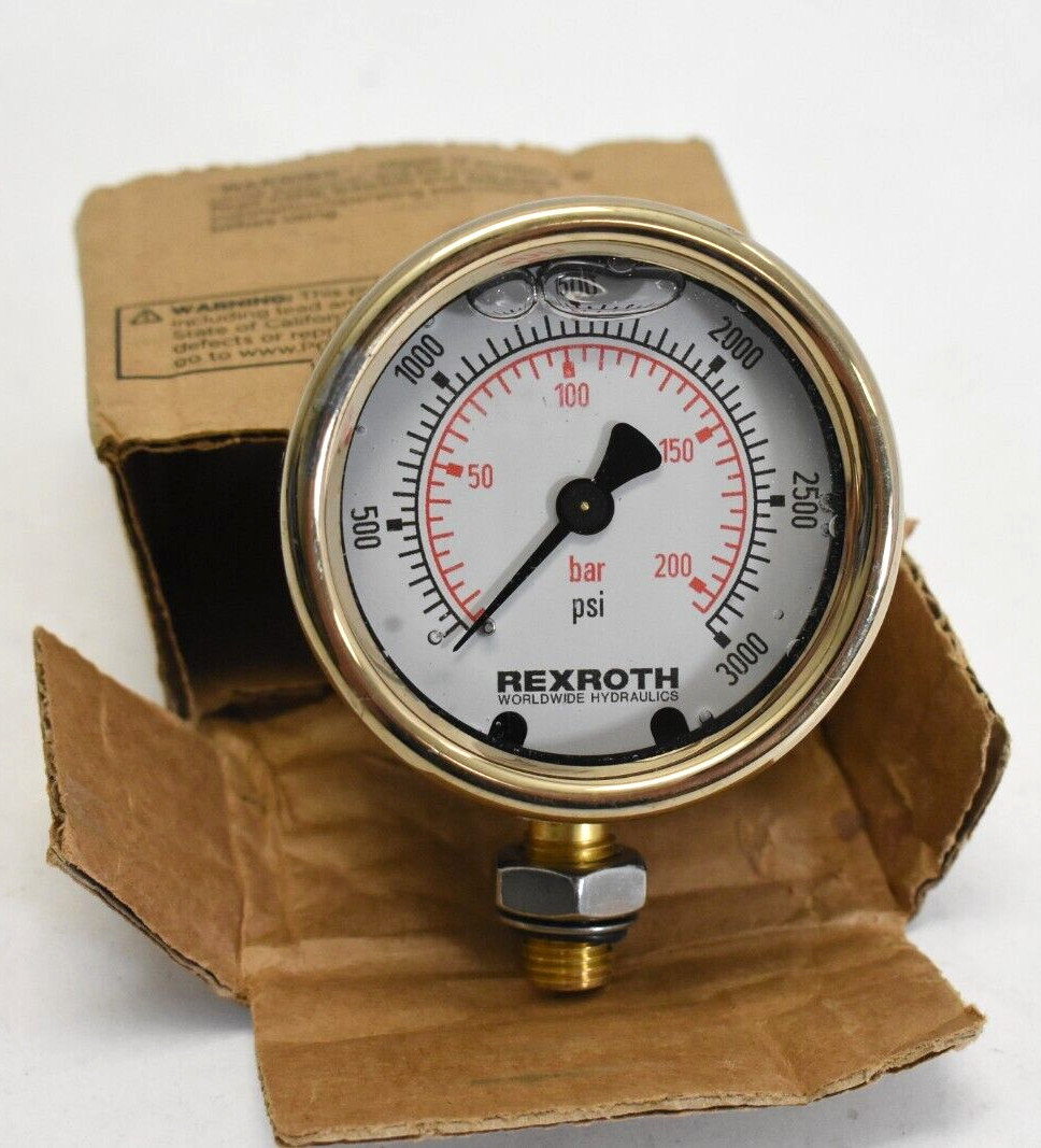 Bosch Rexroth Hydraulic Liquid Filled Pressure Gauge 2-1/2″ 0-3000 PSI
