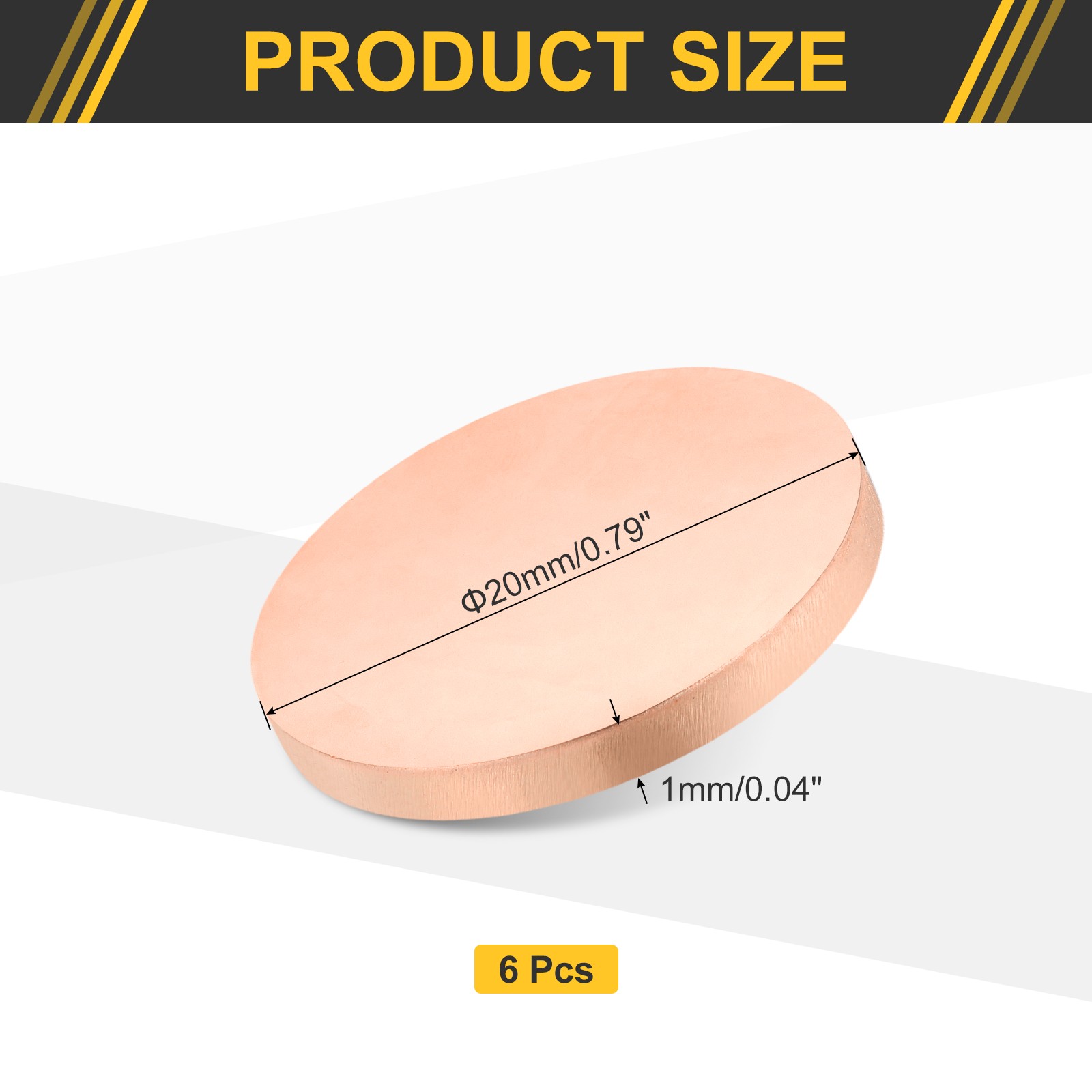 6Pcs 0.04″ Thick 0.8″ Dia C1100 Pure Copper Sheet INDUSTRIAL Copper Round Plate