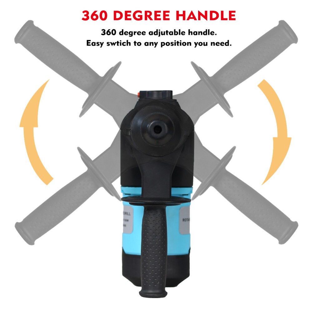 Rotary Hammer 1100W(Blue+Black) 1-1/2″SDS Plus Rotary Hammer Drill 3 Functions