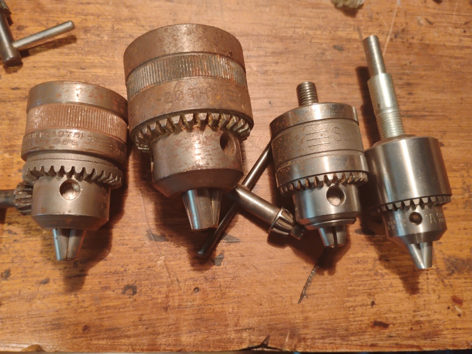 Lot Of Assorted Drill Chuck & Chuck Keys Various Size/Type (As Shown)