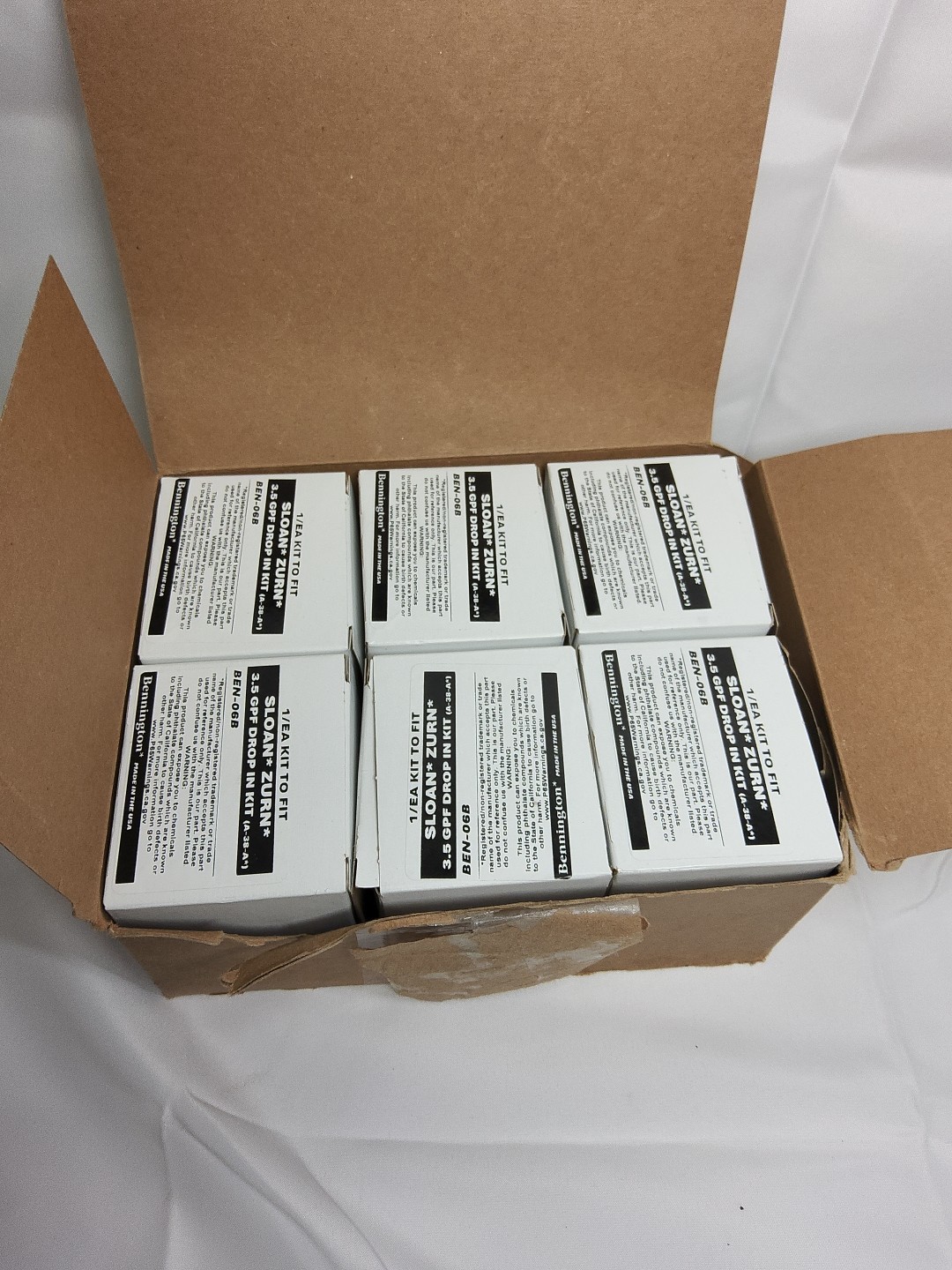 (QTY 6) Bennington BEN-06B 3.5 GPF Drop-In Assembly for Sloan Zurn Flush Valves