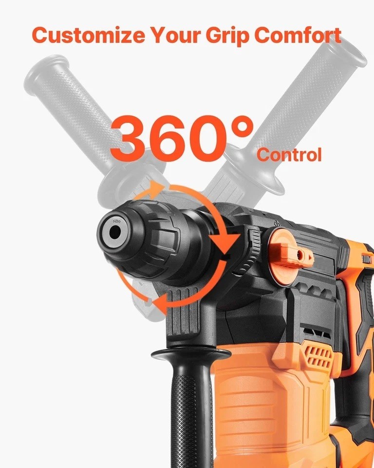 Rotary Hammer Drill Corded Drills 1-1/4″ 4 Modes SDS-Plus Chipping Hammers