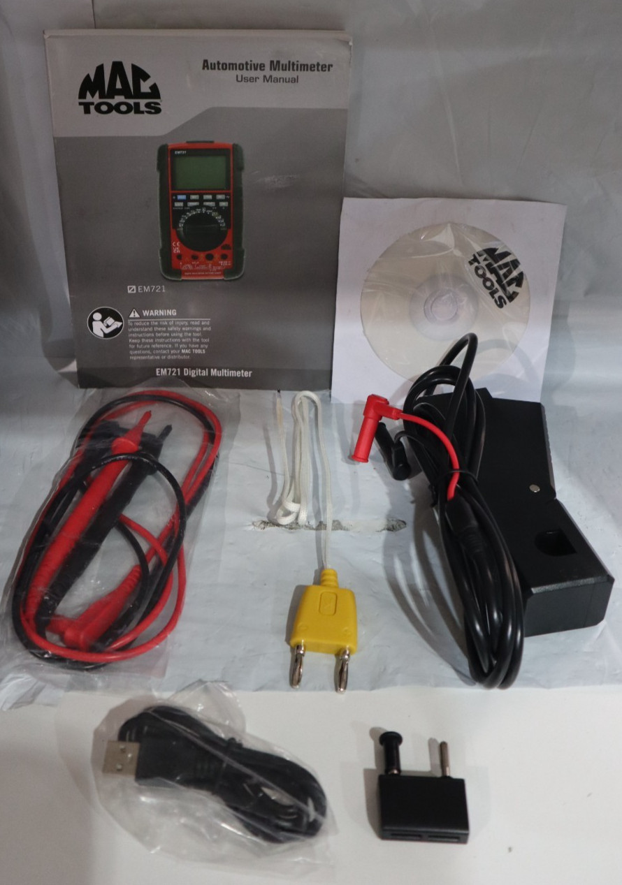 Mac Tools EM721 Digital Multimeter w/Original Case, Leads #20517R
