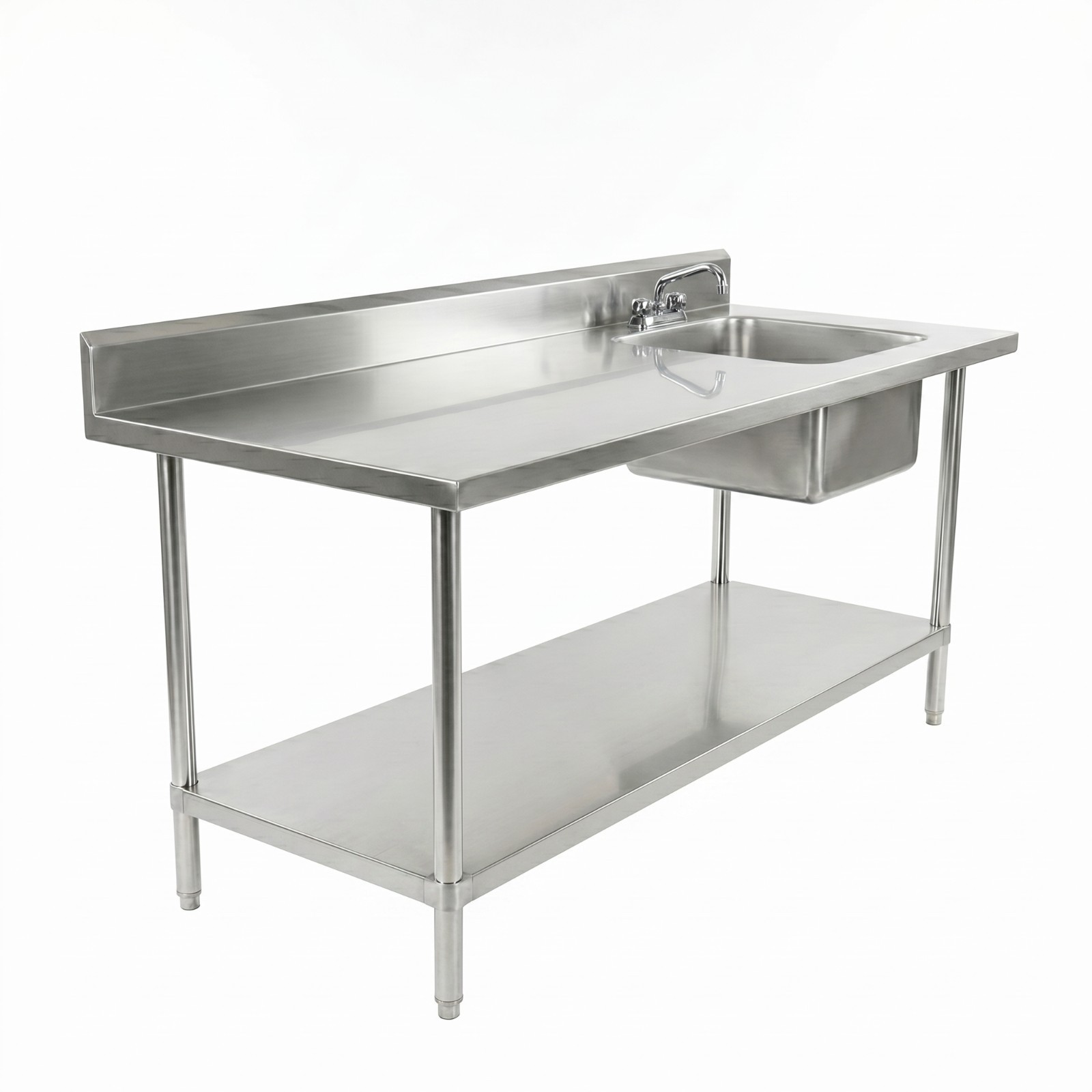 30 in. x 72 in. Stainless Steel Work Table with Built-in Prep Sink and Faucet