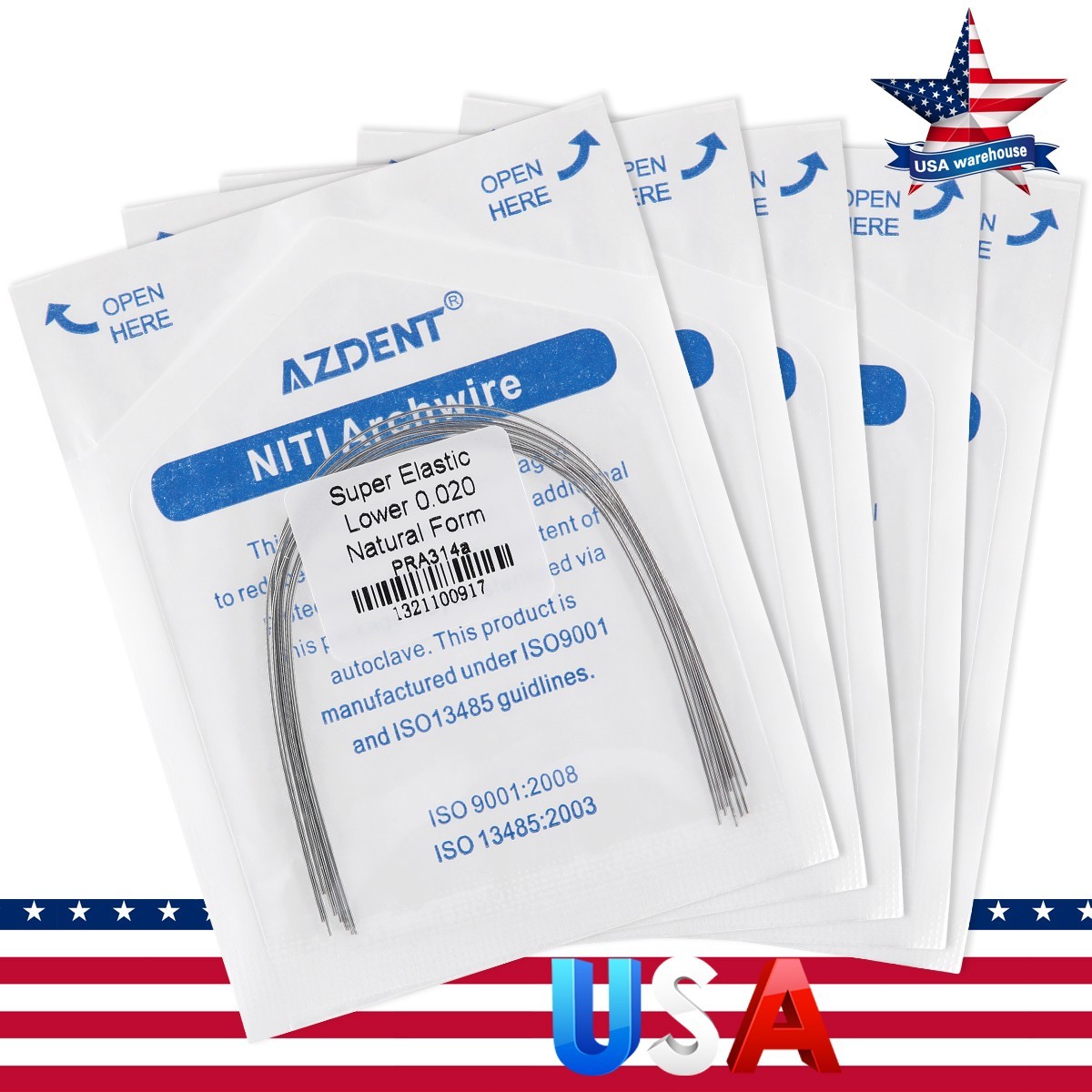 AZDENT Dental Orthodontic Niti Arch Wire Round Nature Form 10pcs/pack
