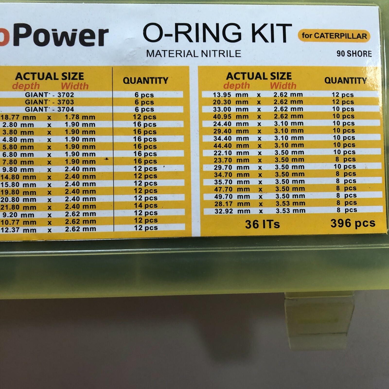 396PCS 270-1528 2701528 O-Ring Kit 4C4782 FITS For CAT Caterpillar O RING BOX