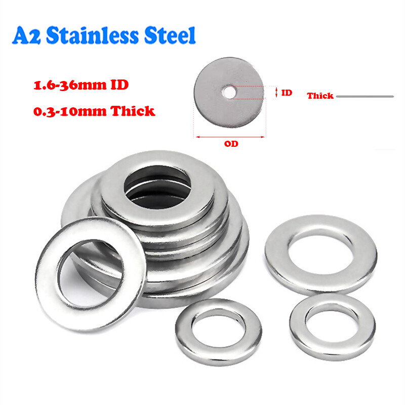 1.6-36mm Inner Dia. A2 Stainless Steel Flat Washers To Fit Screws and Bolts