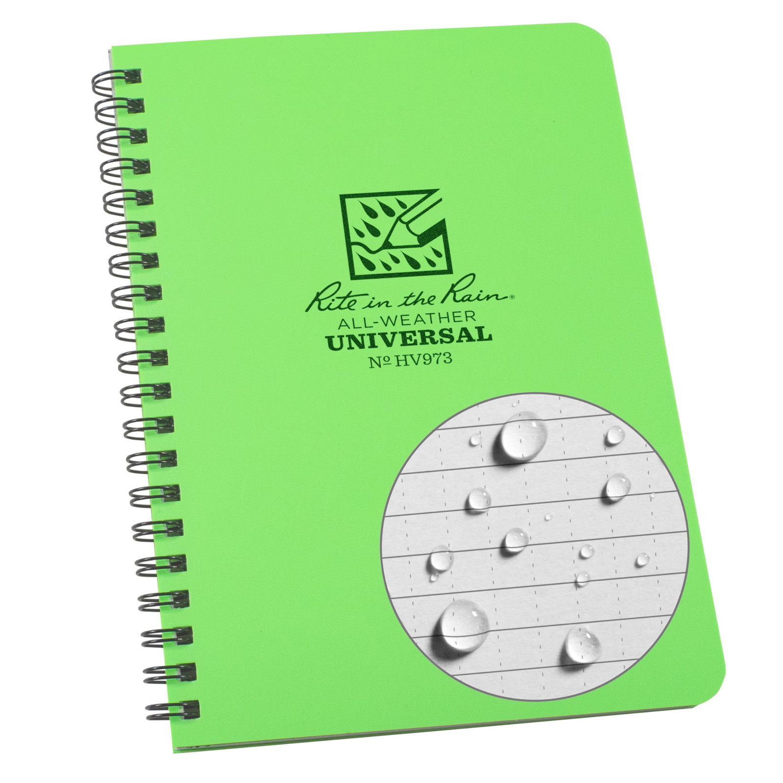 Hi Vis Green Waterproof Notebook 64 Pages Wire O Binding Outdoor Journal