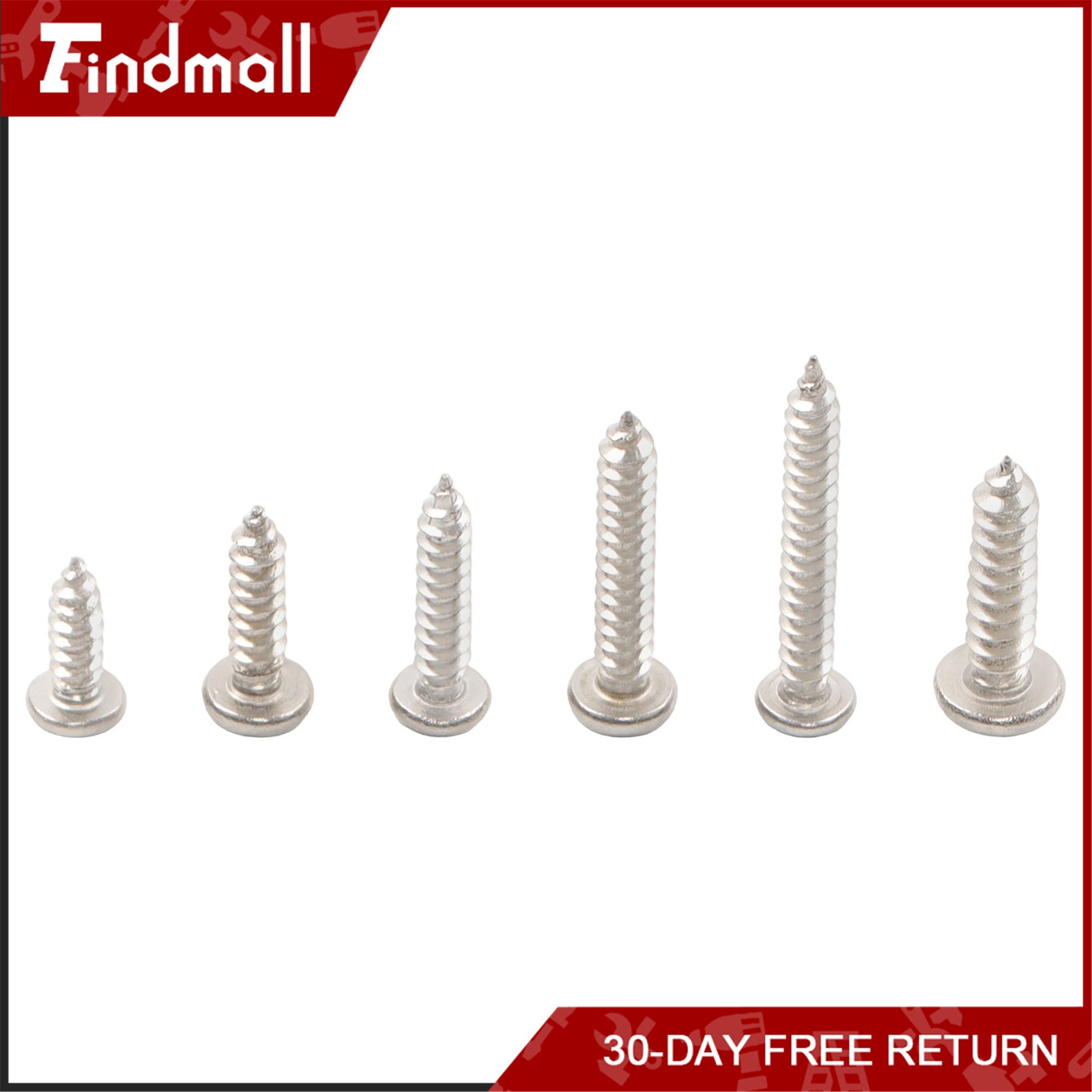 Findmall 780 PCS Pan Head Sheet Metal Screws Assortment Kit #4#6#8#10 Stainless