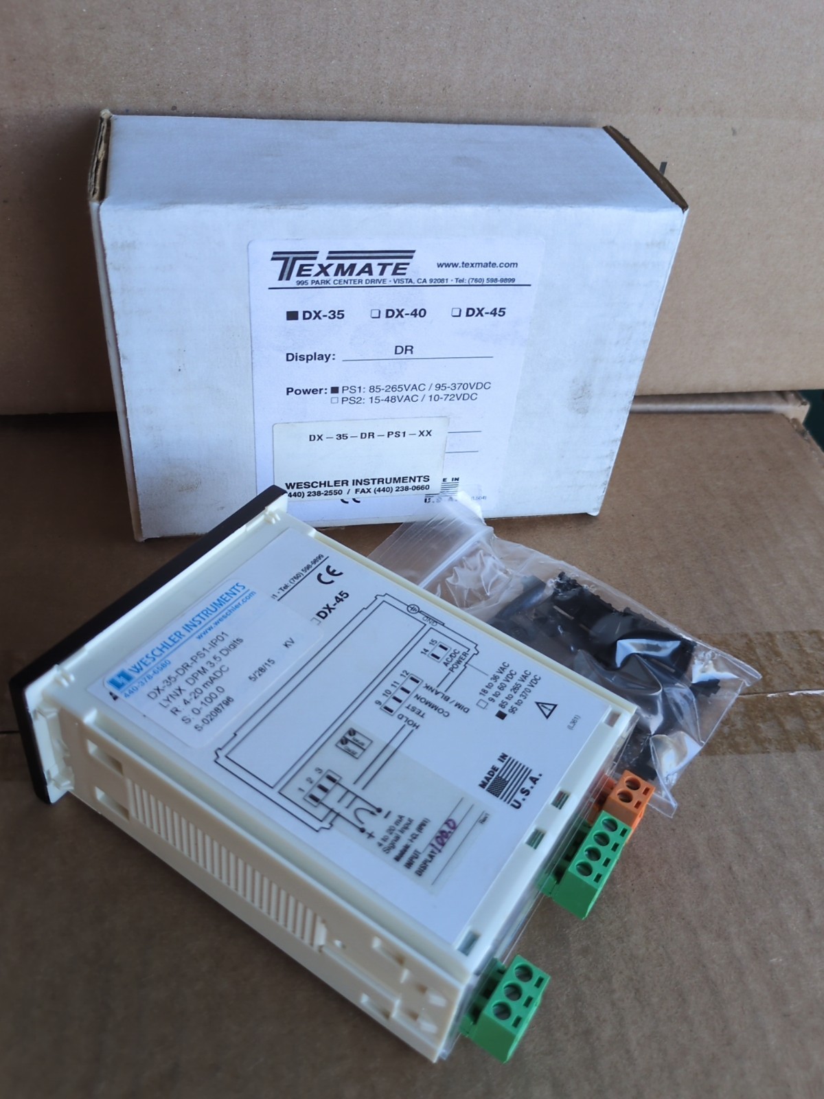 WESCHLER DX-35-DR-PS1-IP01 PANEL METER DX35DRPS1IP01 TEXMATE DX35 NEW