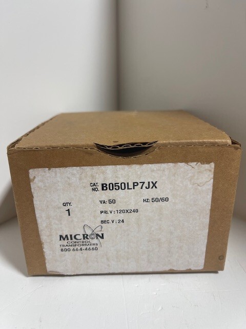 Micron B050LP7JX 50VA Pri. 120x240Vac x Sec. 24Vac Control Transformer