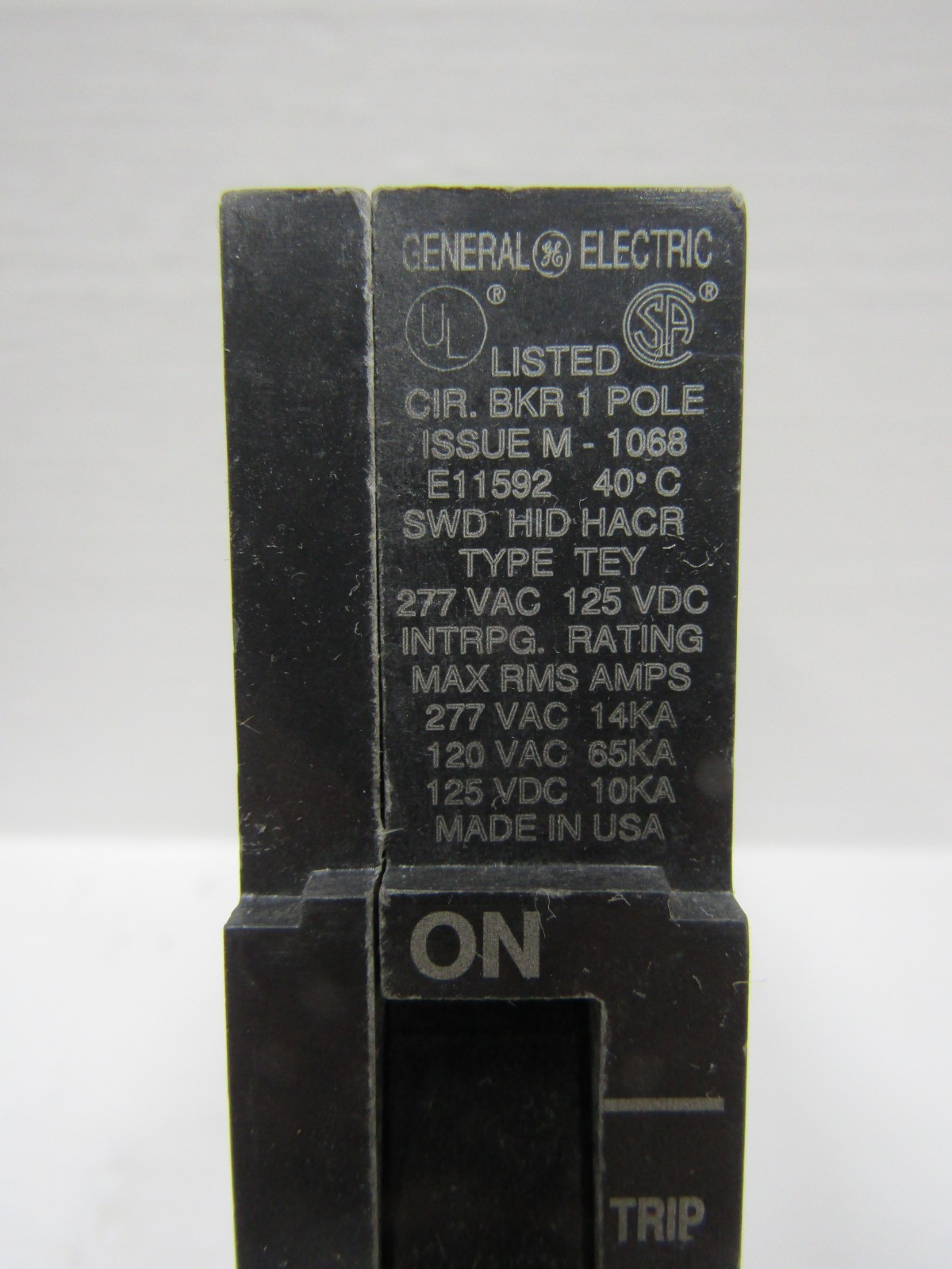 Lot of 3 GE TEY115 15 Amp 277V 1-Pole Type TEY Circuit Breaker 120V 15A 1P