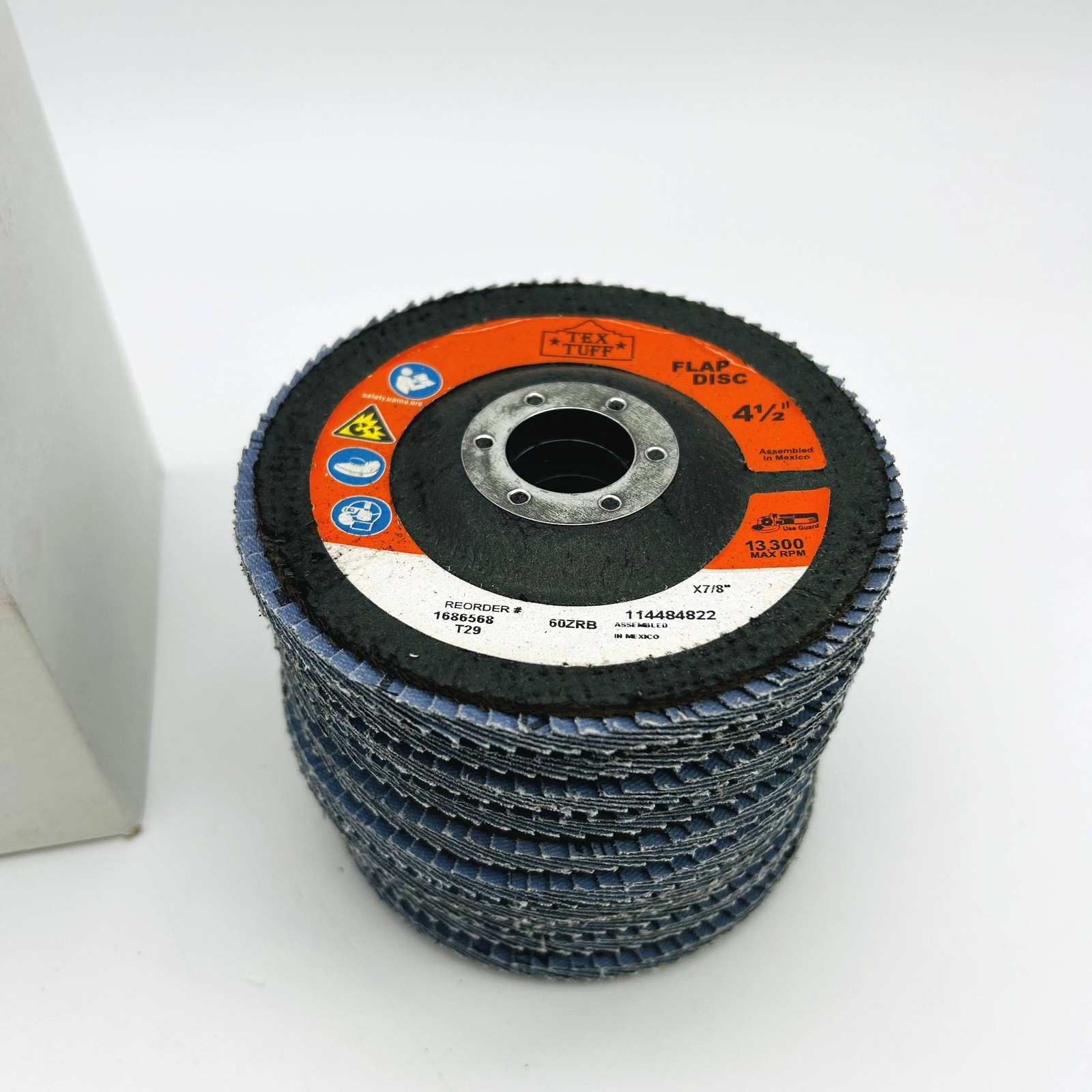 Tex Tuff 96043 Flap Disc 4-1/2in x 7/8in AH T29 60ZRB Angle Grinding Pk of 10