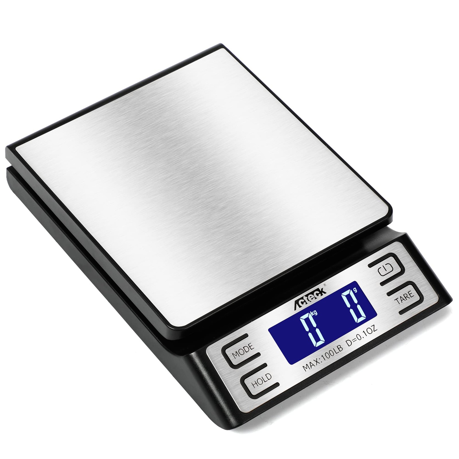A-808 100LB x 0.1OZ Digital Shipping and Postal Scale, Stainless Steel, Modern D