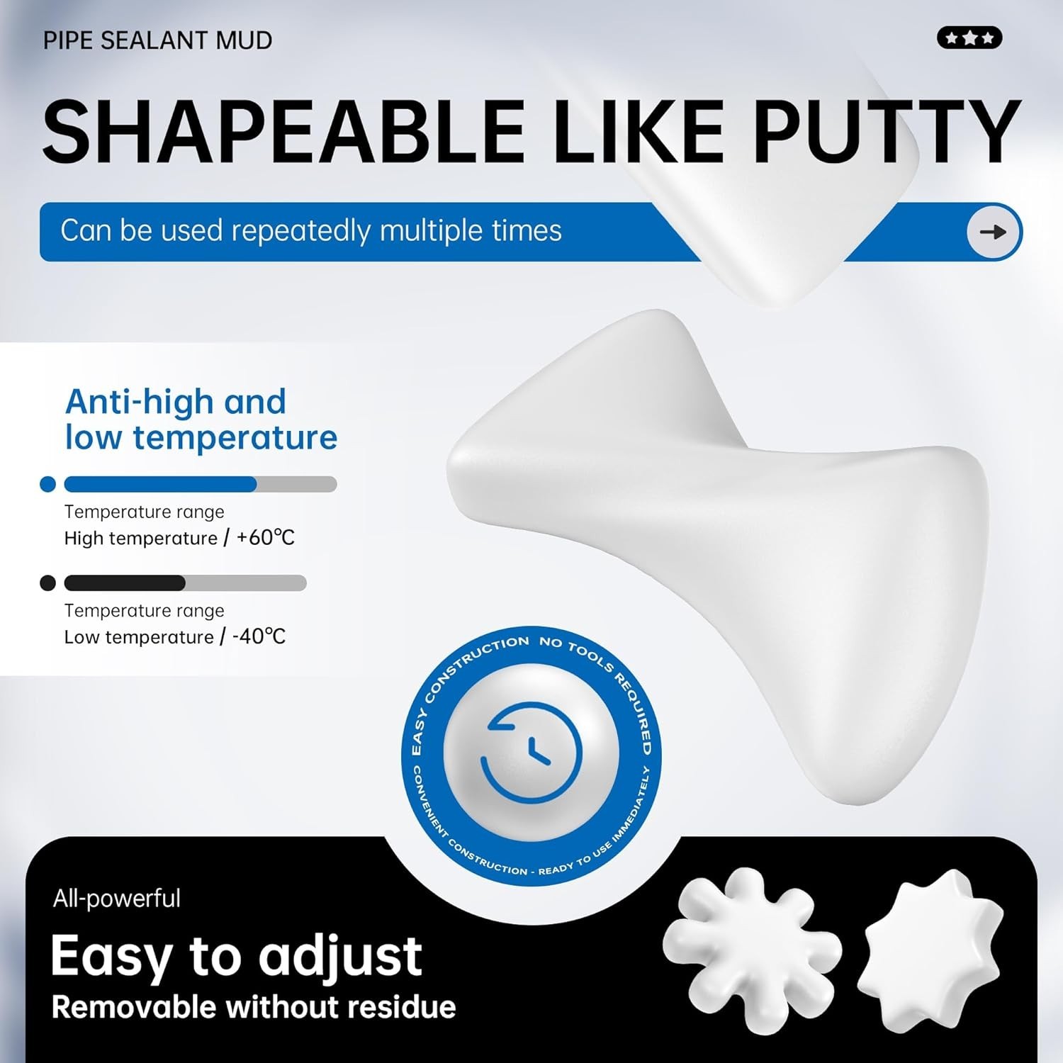 6 Pcs White Seal Putty,Waterproof Duct Seal Repair Sealing Clay & Moldable Si…