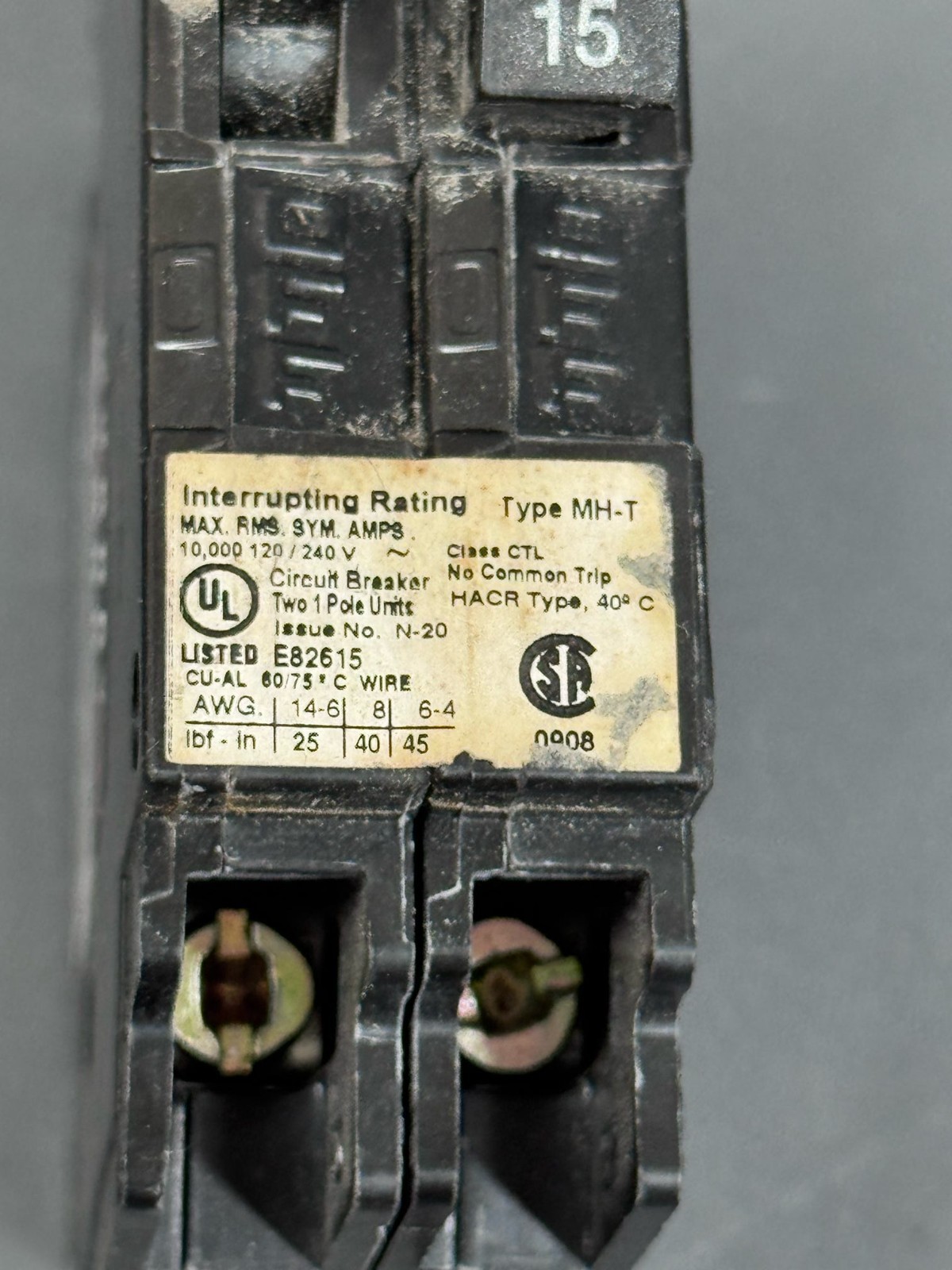 Murray MP1515 15A 120/240V Tandem Duplex Circuit Breaker Type MH-T Tested