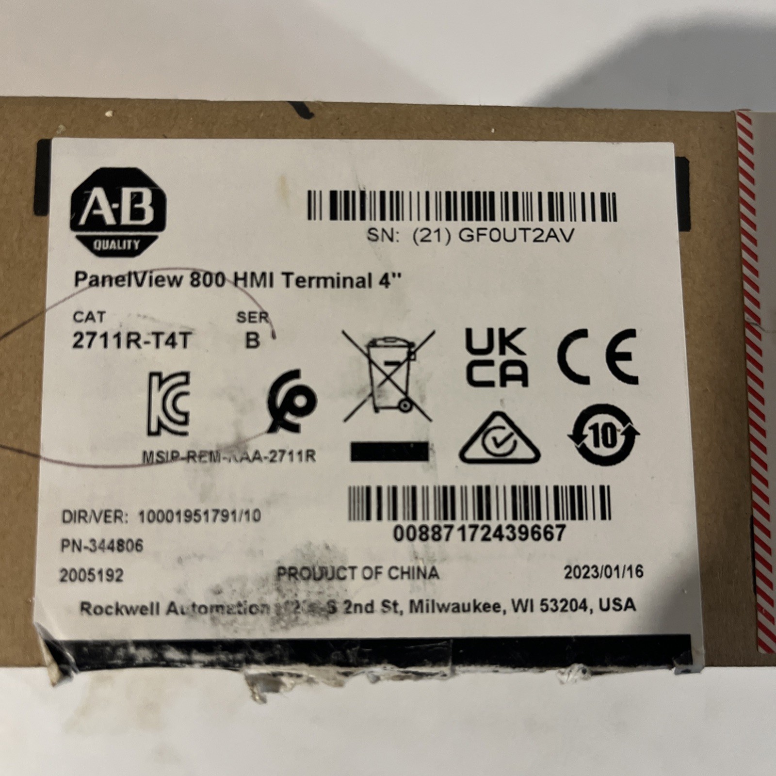 1PC AB 2711R-T4T SER B PANELVIEW 800 4.3-INCH HMI TERMINAL New Factory Sealed