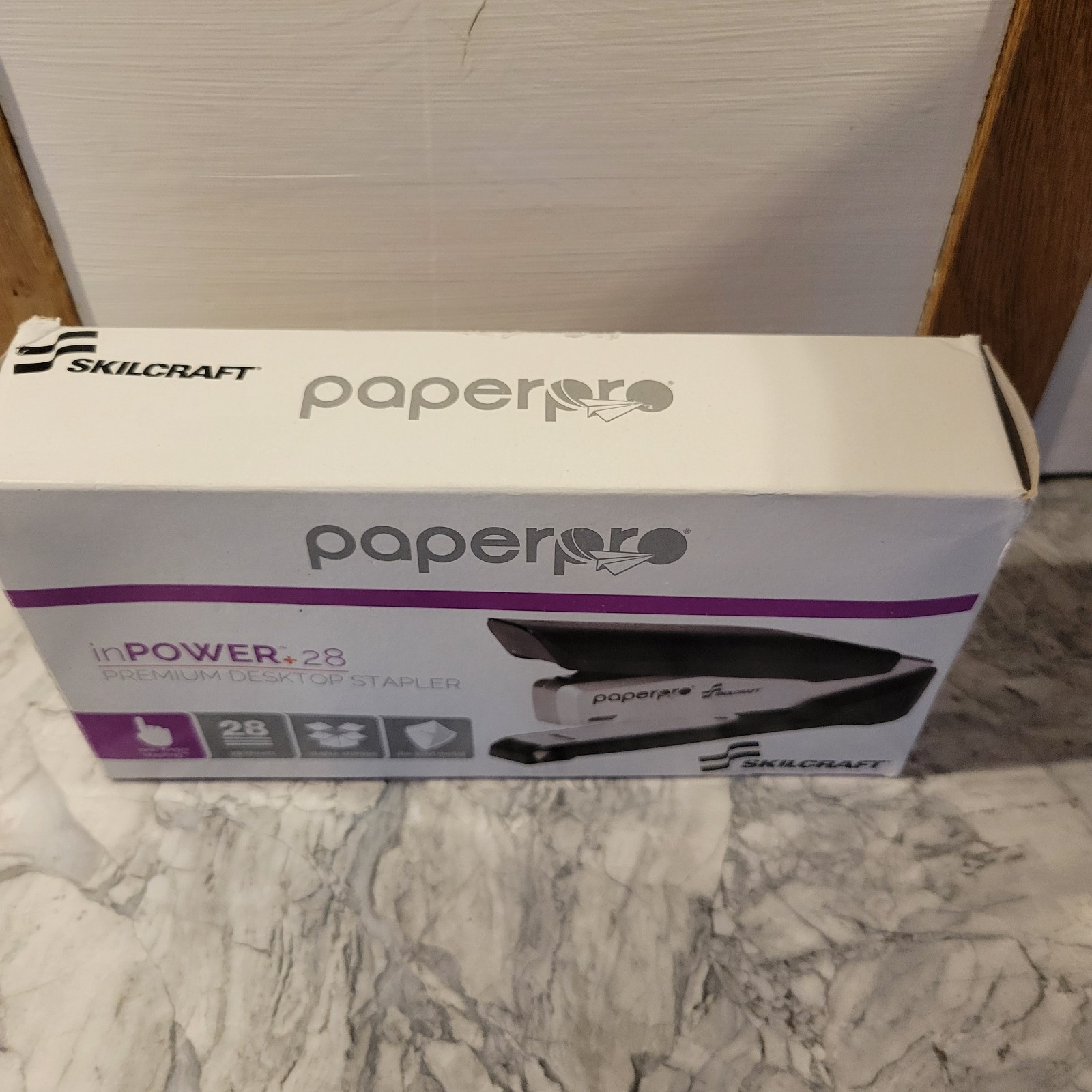 PaperPro inPOWER+ 28 Premium Desktop Stapler, 28-Sheet Capacity, Black/Silver